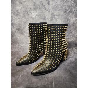 Cape Robbin Black Gold Studded Spikes Platform Boots Gothic Sexy Unique Size 8.5
